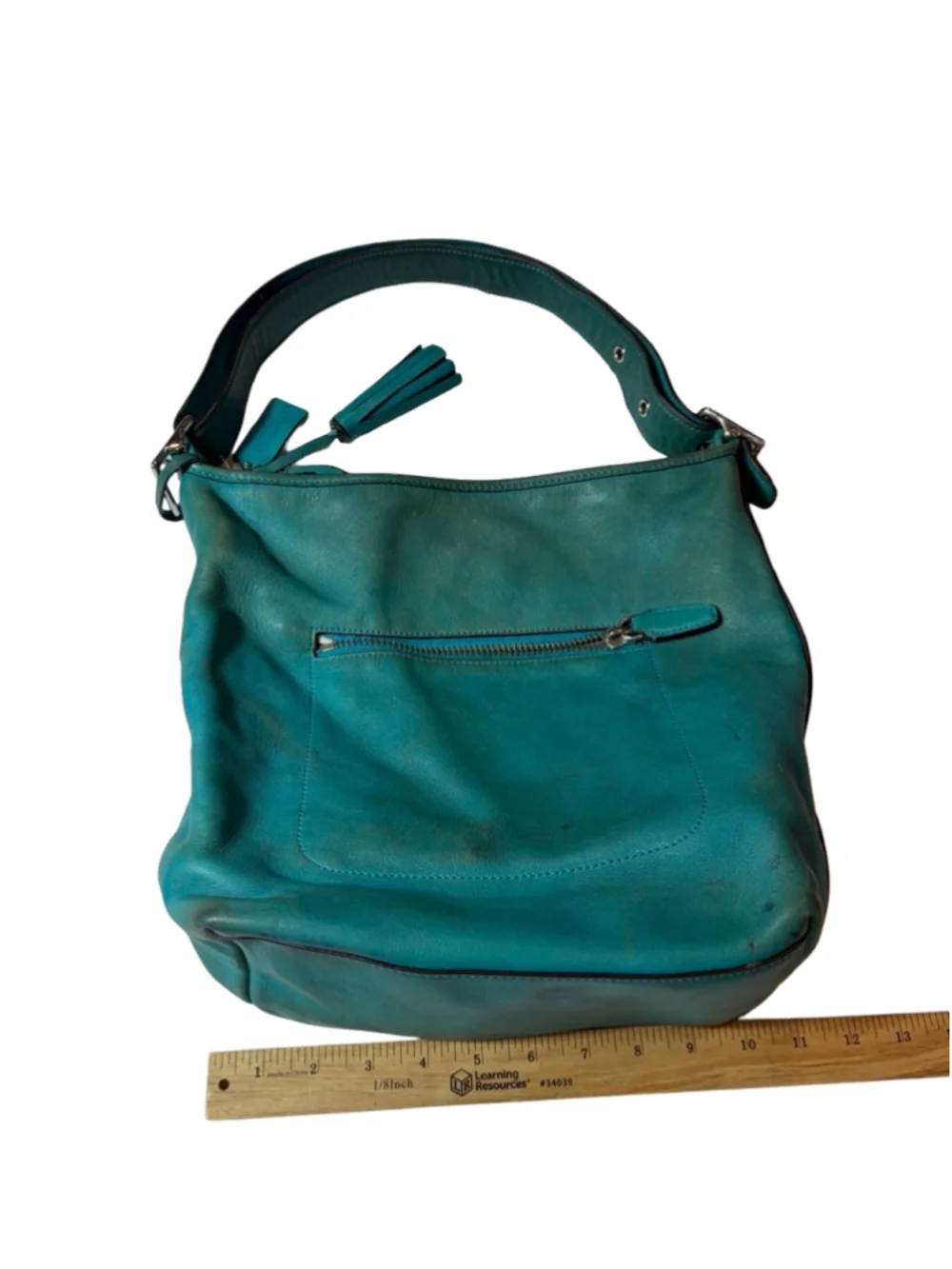 Coach Legacy Duffle Teal Leather Tassel Hobo Crossbody Bag 19889